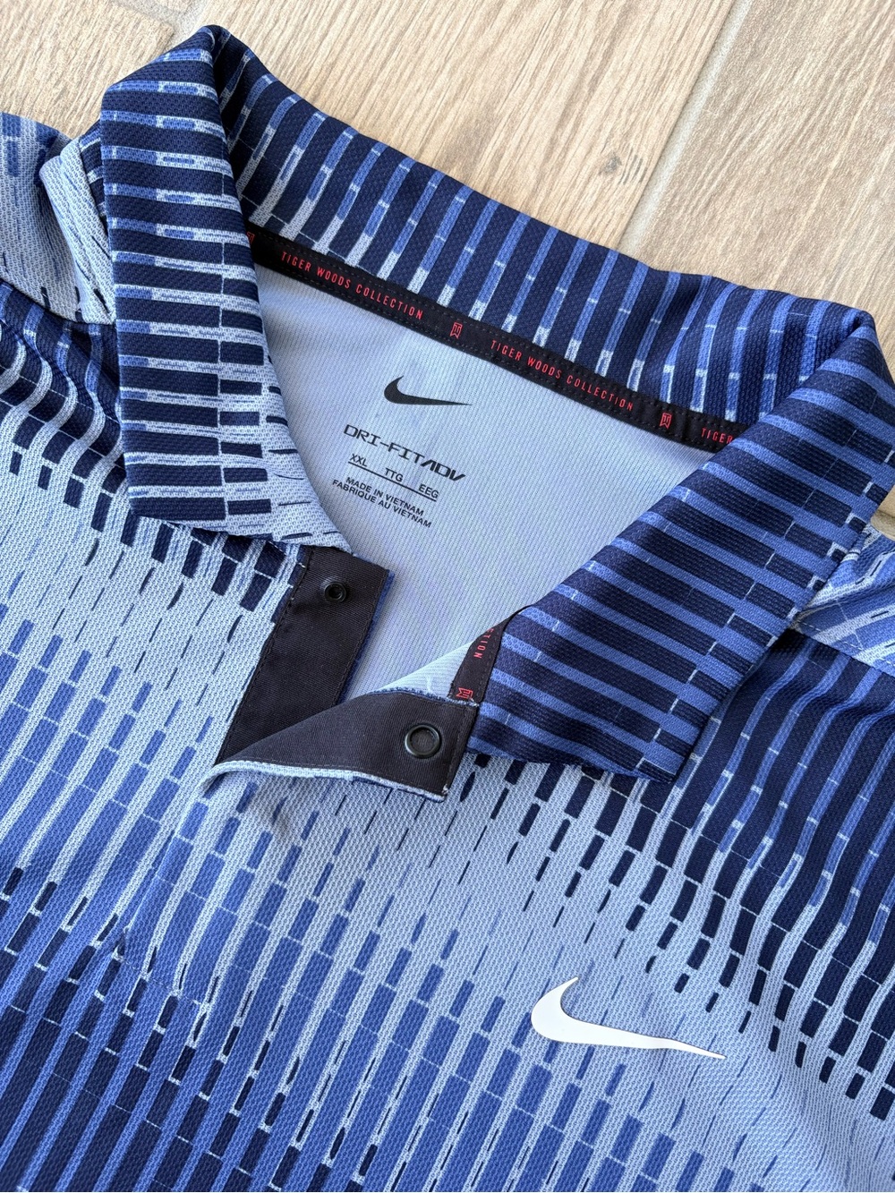 Nike Tiger Woods Collection Dri-FIT ADV Golf Polo Blue Geometric Men’s XXL
